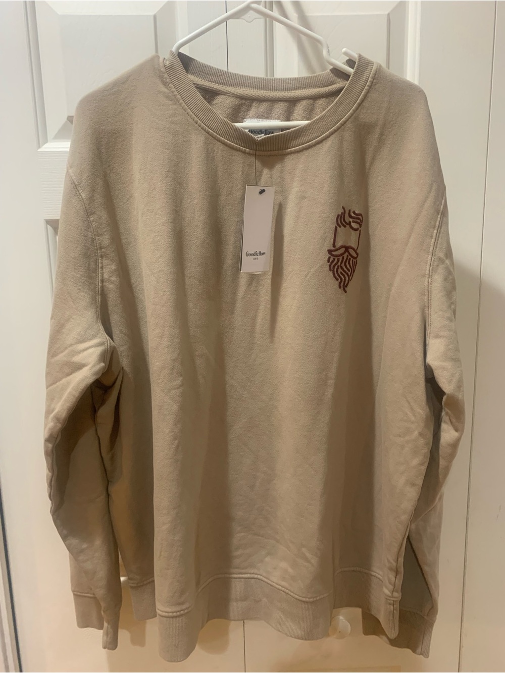 Goodfellow & Co. crew neck taupe sweatshirt with raised beard graphic XXL